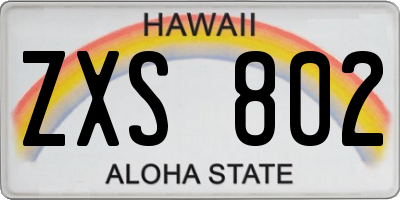 HI license plate ZXS802