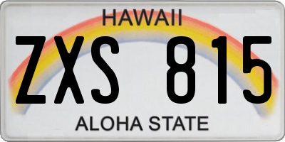 HI license plate ZXS815