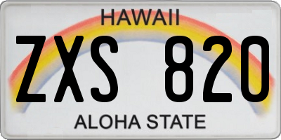 HI license plate ZXS820
