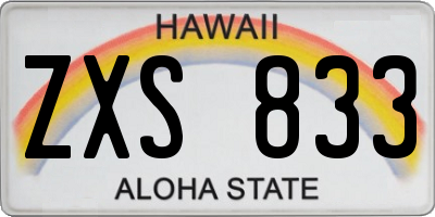 HI license plate ZXS833