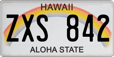 HI license plate ZXS842