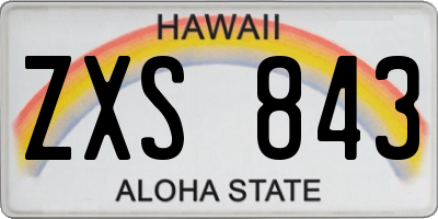 HI license plate ZXS843