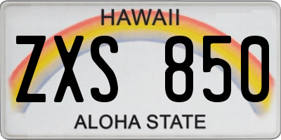 HI license plate ZXS850