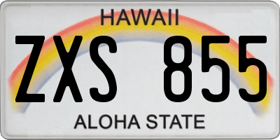 HI license plate ZXS855