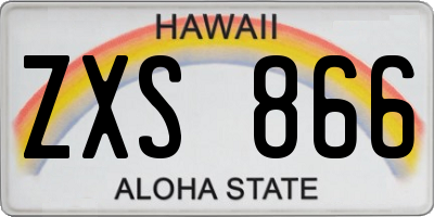 HI license plate ZXS866