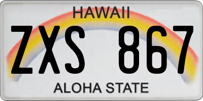 HI license plate ZXS867
