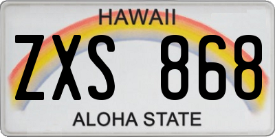 HI license plate ZXS868