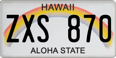 HI license plate ZXS870