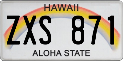 HI license plate ZXS871