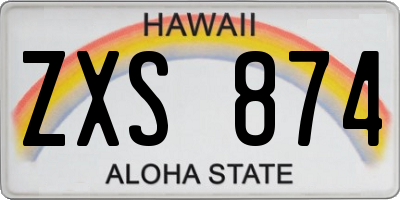 HI license plate ZXS874