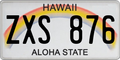 HI license plate ZXS876