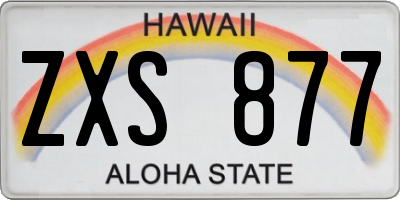 HI license plate ZXS877