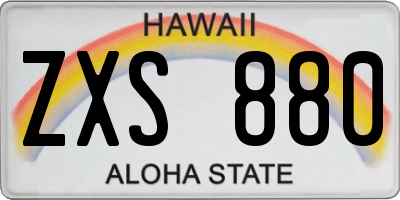 HI license plate ZXS880