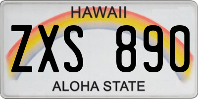 HI license plate ZXS890