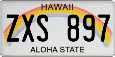 HI license plate ZXS897