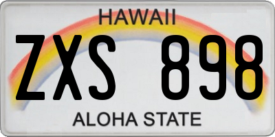 HI license plate ZXS898