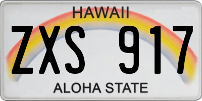 HI license plate ZXS917