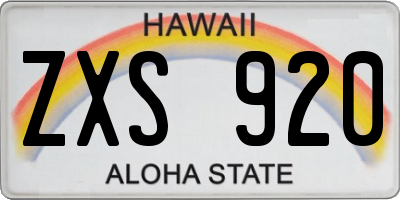 HI license plate ZXS920