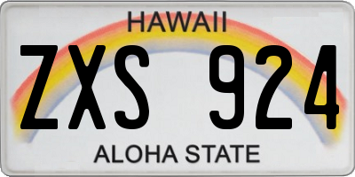 HI license plate ZXS924