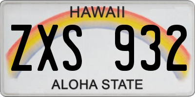 HI license plate ZXS932