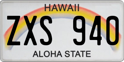 HI license plate ZXS940