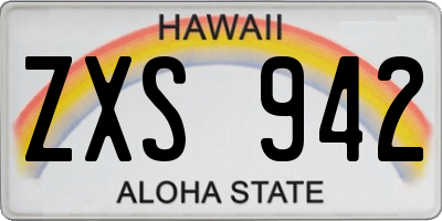 HI license plate ZXS942
