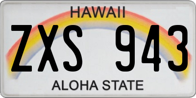 HI license plate ZXS943