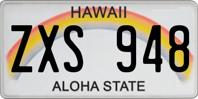 HI license plate ZXS948