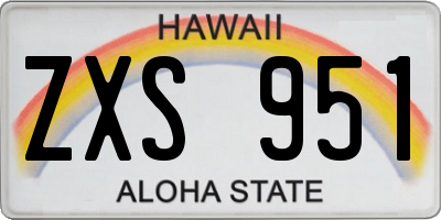 HI license plate ZXS951