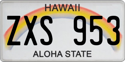 HI license plate ZXS953