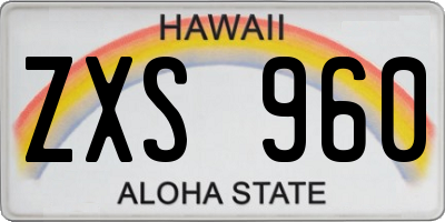 HI license plate ZXS960