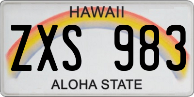 HI license plate ZXS983