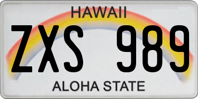 HI license plate ZXS989