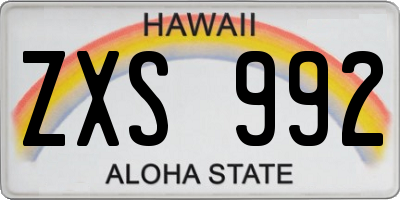 HI license plate ZXS992