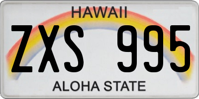 HI license plate ZXS995