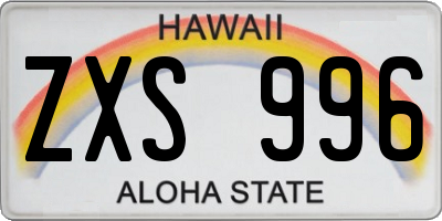HI license plate ZXS996