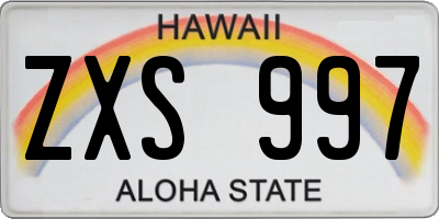 HI license plate ZXS997