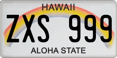 HI license plate ZXS999