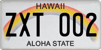 HI license plate ZXT002