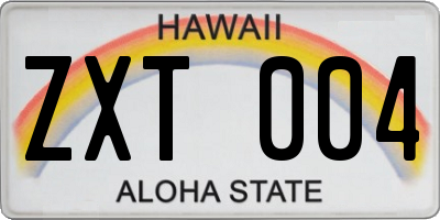 HI license plate ZXT004