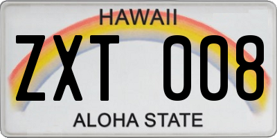 HI license plate ZXT008