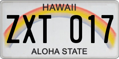 HI license plate ZXT017