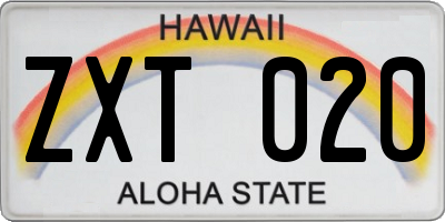 HI license plate ZXT020