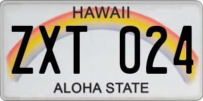 HI license plate ZXT024