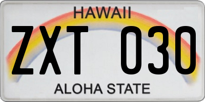 HI license plate ZXT030