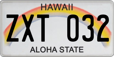 HI license plate ZXT032