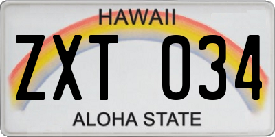 HI license plate ZXT034