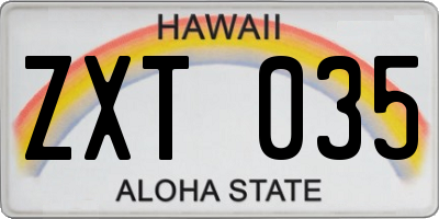 HI license plate ZXT035
