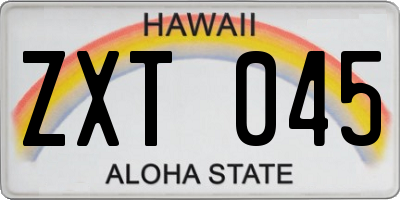 HI license plate ZXT045