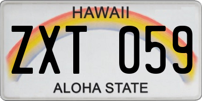 HI license plate ZXT059